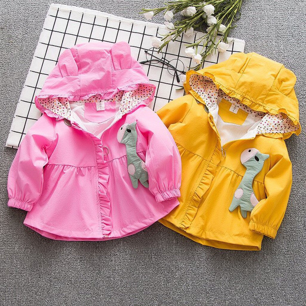 Autumn Winter Coat Jackets Toddler Baby Kids Girls Coat Cat Ear Cartoon Hooded Windproof Outwear Zipper Casual Clothes D21#