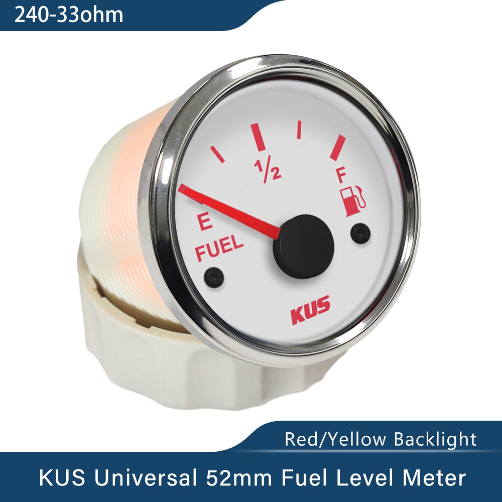 Kus 0-190ohm 240-33 Ohm Signaal Brandstofmeter Boot Olie Tank Niveau Indicator 12/24V Met rood Geel Beschikbaar Backlight Voor Auto