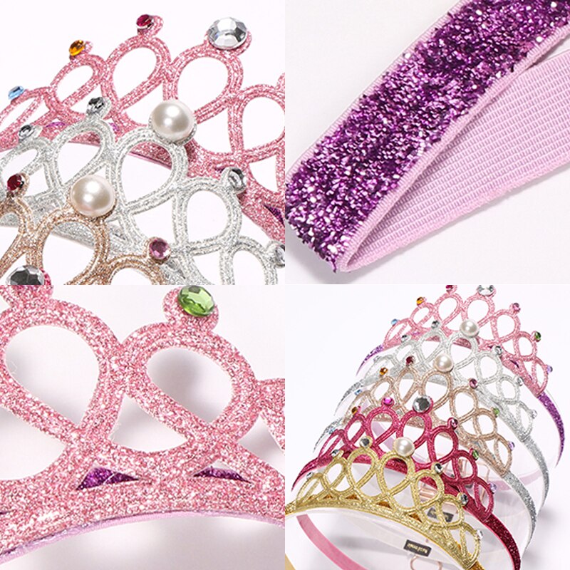 Diadema de princesa con diamantes de imitación para niño, diadema elástica para el pelo, corona, Tiara, accesorios para Cosplay, banda para el pelo, accesorio para , joyería para el cabello