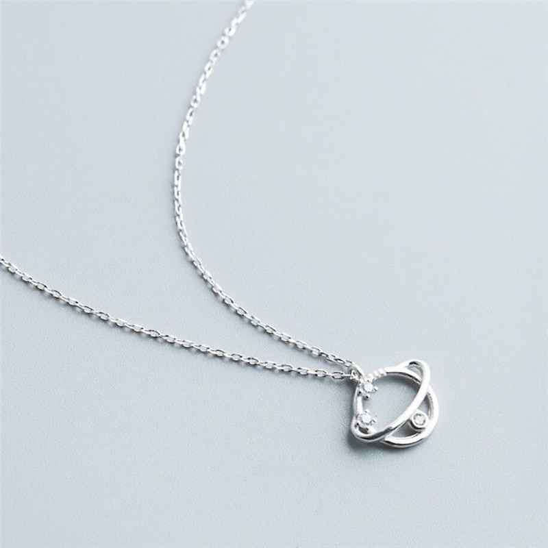 Zool Geheugen Leuke Mini Planet Universe Zoete 925 Sterling Zilveren Sleutelbeen Ketting Vrouwelijke Ketting SNE531