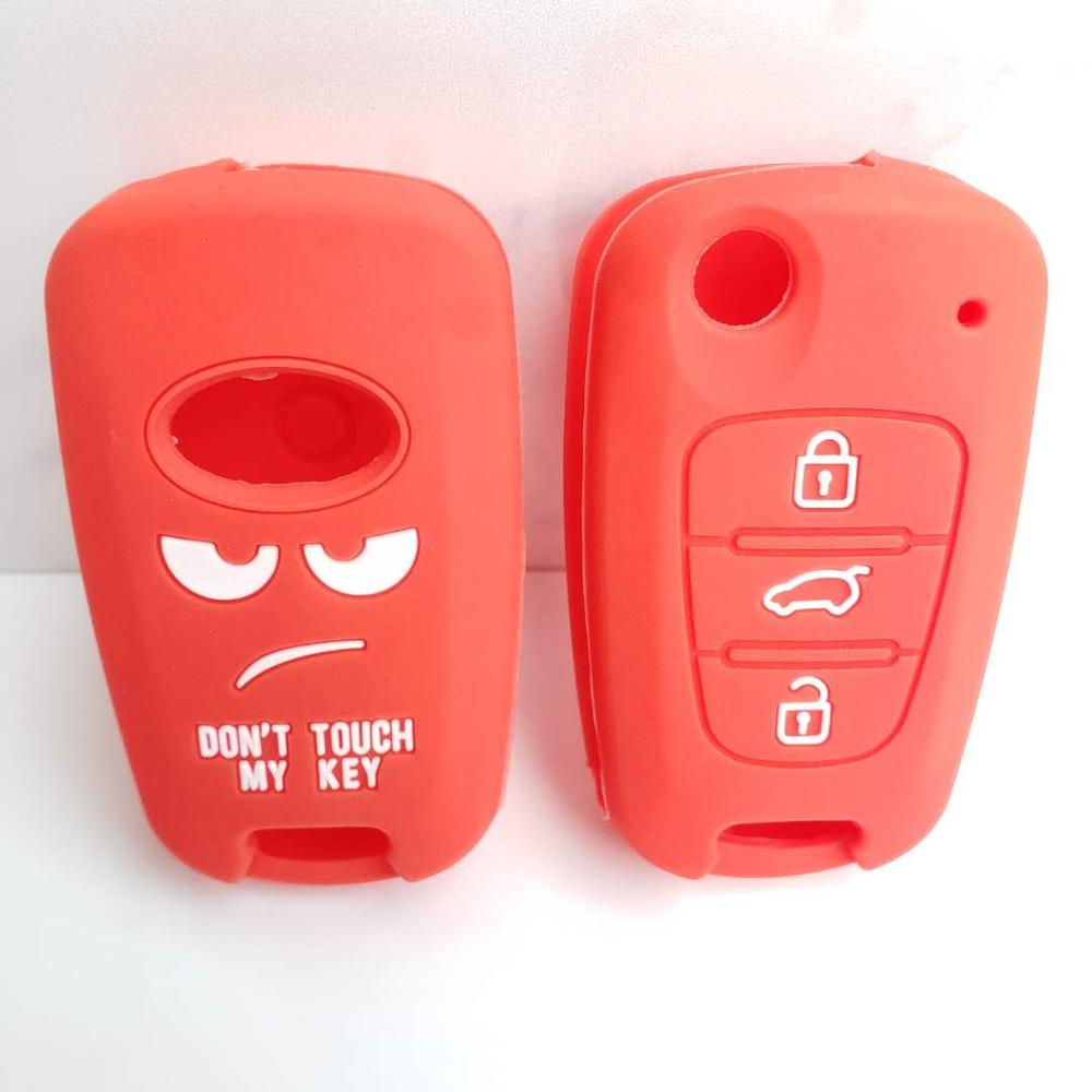 3 button Silicon Case For kia sportage picanto 3 rio k2 K5 cerato ceed soul for hyundai ix35 i30 flip Folding Remote KEY Shell: red-2