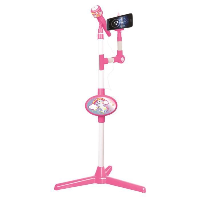 Micrófono unicornio con soporte de luz y altavoz