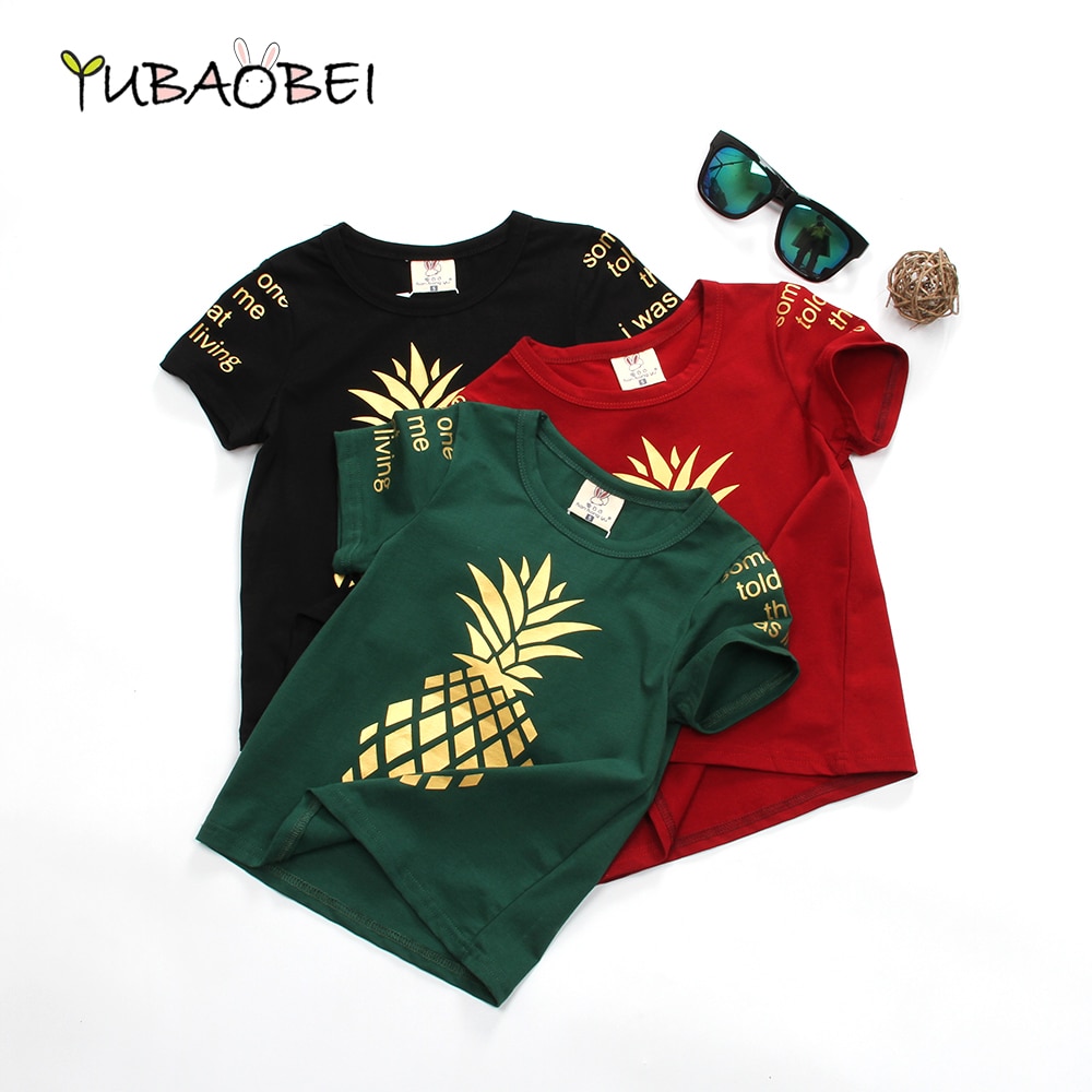Leuke Little Kids Meisjes Golden Ananas Top Kind Katoen T-shirt Top Comfortabele Stof Shirt Voor Jongen Tee