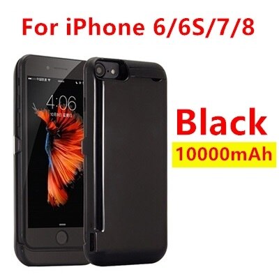10000mah Power Bank Case dla iPhone 6 6s 7 plus case ładowarka Case dla iPhone 5 SE 5S 5SE 5C ładowanie Powerbank Case: Black 6 6S 7 8