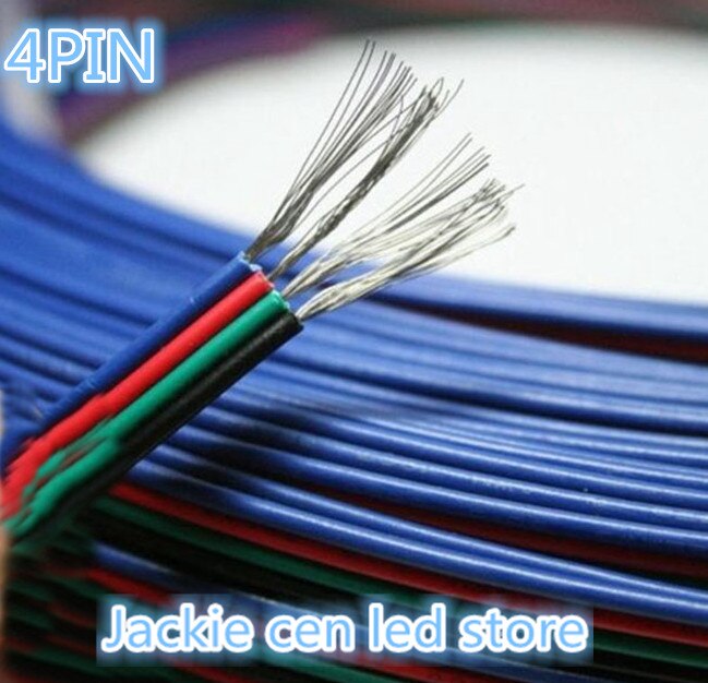 Led remsa elektrisk ledning kabel ledning, anpassad längd  of 22 awg 4 stift 5 stift, förtennad koppar pvc isolerad nylon plast förlängningssladdar: 5m 4 stift 22 awg