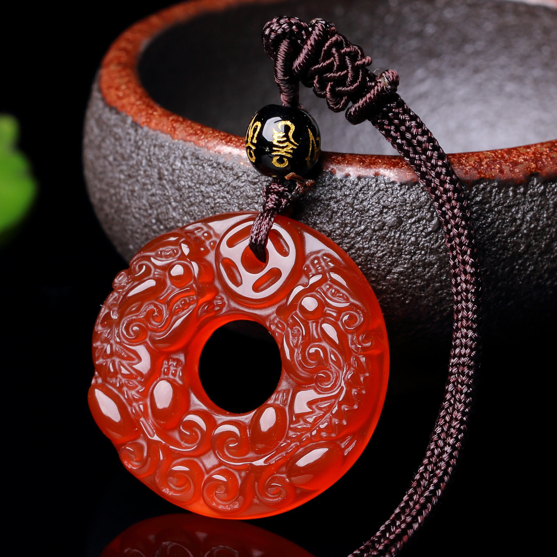 Echte Natuurlijke Jade Lucky Bixie Hanger Ketting Mannen Vrouwen Sieraden Geel Groen Wit Rood Chalcedoon Pi Xiu Geluk Amulet