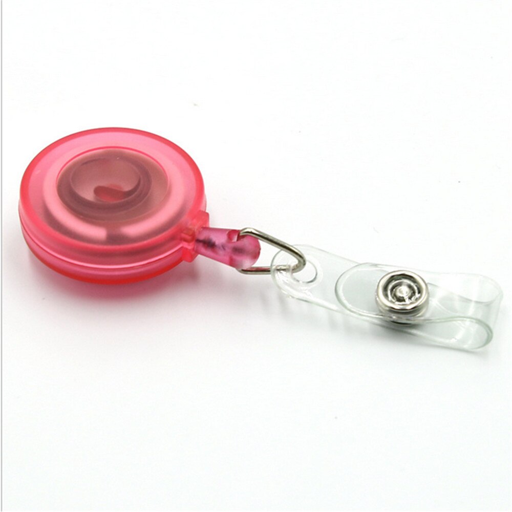 Matte Retractable Pull Badge ID Lanyard Name Tag Card Badge Holder Reels Key Ring Chain Clips School student office: Pink