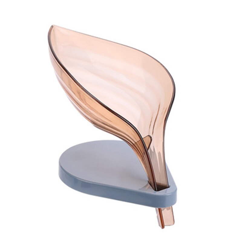 Jabonera con forma de hoja para baño, soporte antideslizante para drenaje de jabón, contenedor de placas, estante de secado de almacenamiento, suministros para Baño: A-brown