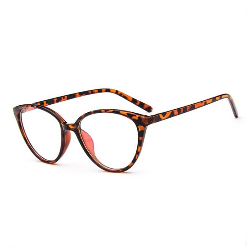 Retro vintage kvinnors glasögonram kvinnliga klar linsmärke optiska glasögon damer flickor nörd svart röd fest: Leopard