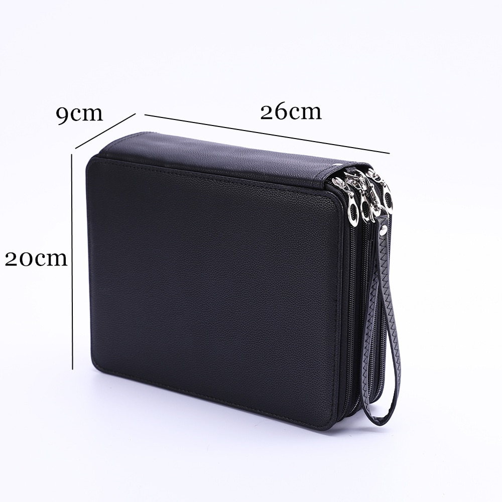 Cartuchera escolar de cuero PU, estuche de lápices de colores de gran capacidad con 184 agujeros, cartuchera multifuncional para suministros de arte,