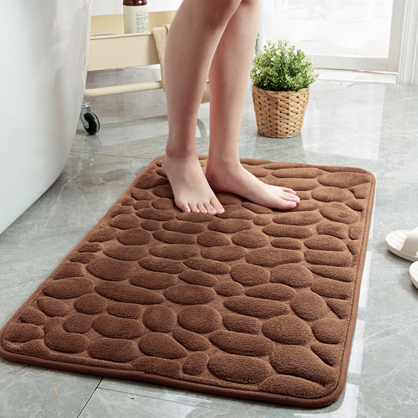 Badkamer Mat Antislip Pebble Tapijten Absorberende Memory Foam Wasbare Geplaveide Reliëf Tapijt Badkamer Decor Mat