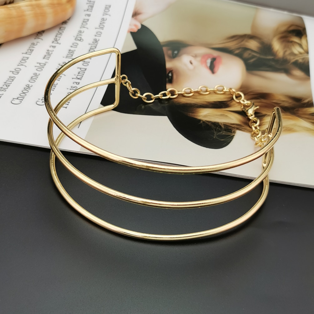 Manilai 3 camadas de metal torques gargantilha colares feminino pescoço ajuste bib colar ampla indicação maxi moda jóias africano