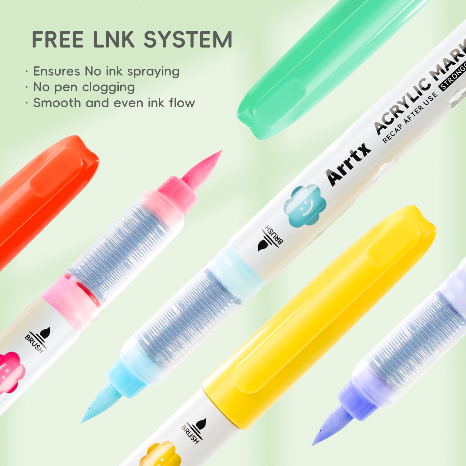 Arrtx Farbmarkierungsstifte, 36 Farben, permanente Acrylmarkierung, Pinselspitze zum Zeichnen, Stein, Keramik, Glas, Holz, Kunststoff, Metall