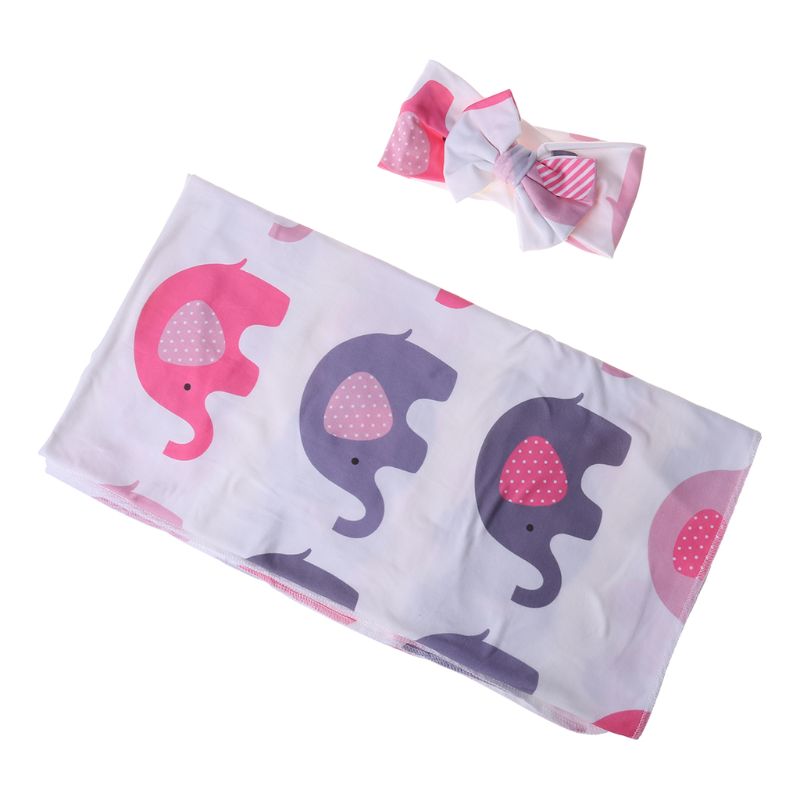 2 uds. Bonita manta para envolver dibujos animados con diadema y lazo para bebés
