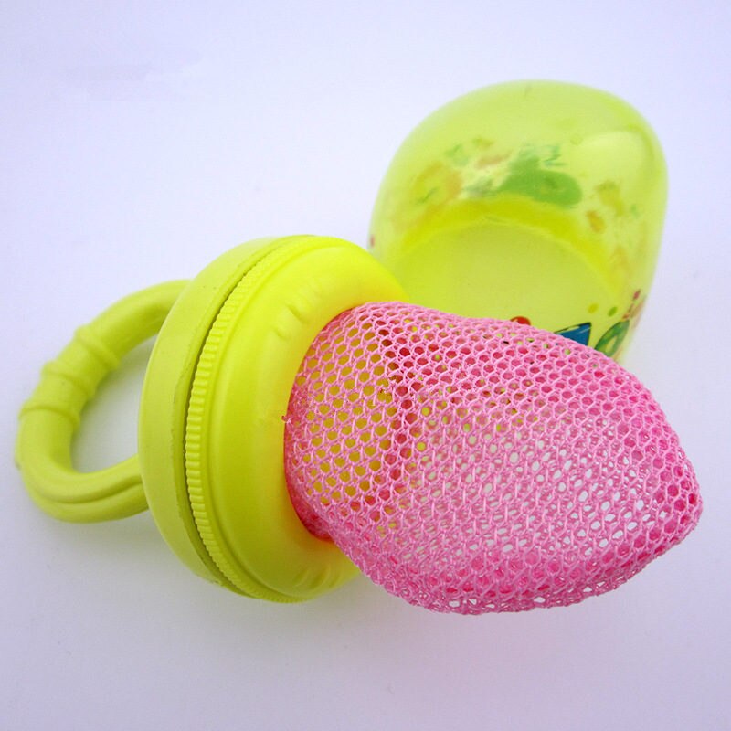 Baby Pacifier Fresh Food Nibbler Feeder Newborn Safety Feeding Nipple Mesh Bag Infant Chew Fruits Vegetables Chupeta Soother: Yellow