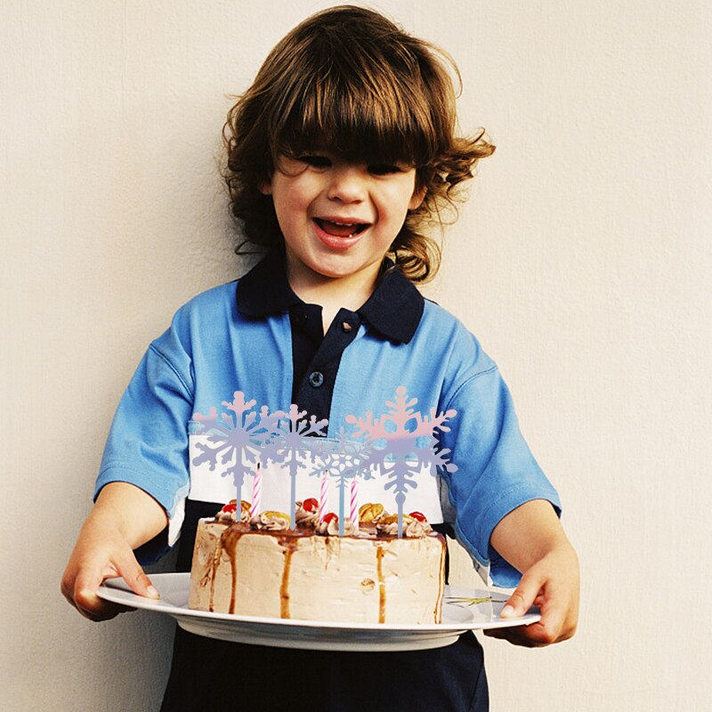 4pcs Silver White Snowflake Cake Topper Christmas Ice Princess Cupcake Toppers For Wedding Kid Birthday Party Cake Dessert Decor