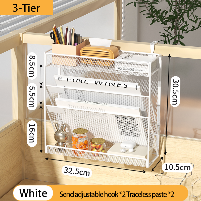 Bureau Bestandsorganisator Mesh 5-Tier, Hangende Muurbevestiging Document Organisatie Stand, Desktop Verticale Post Papieren Map Houder Rack: Paars