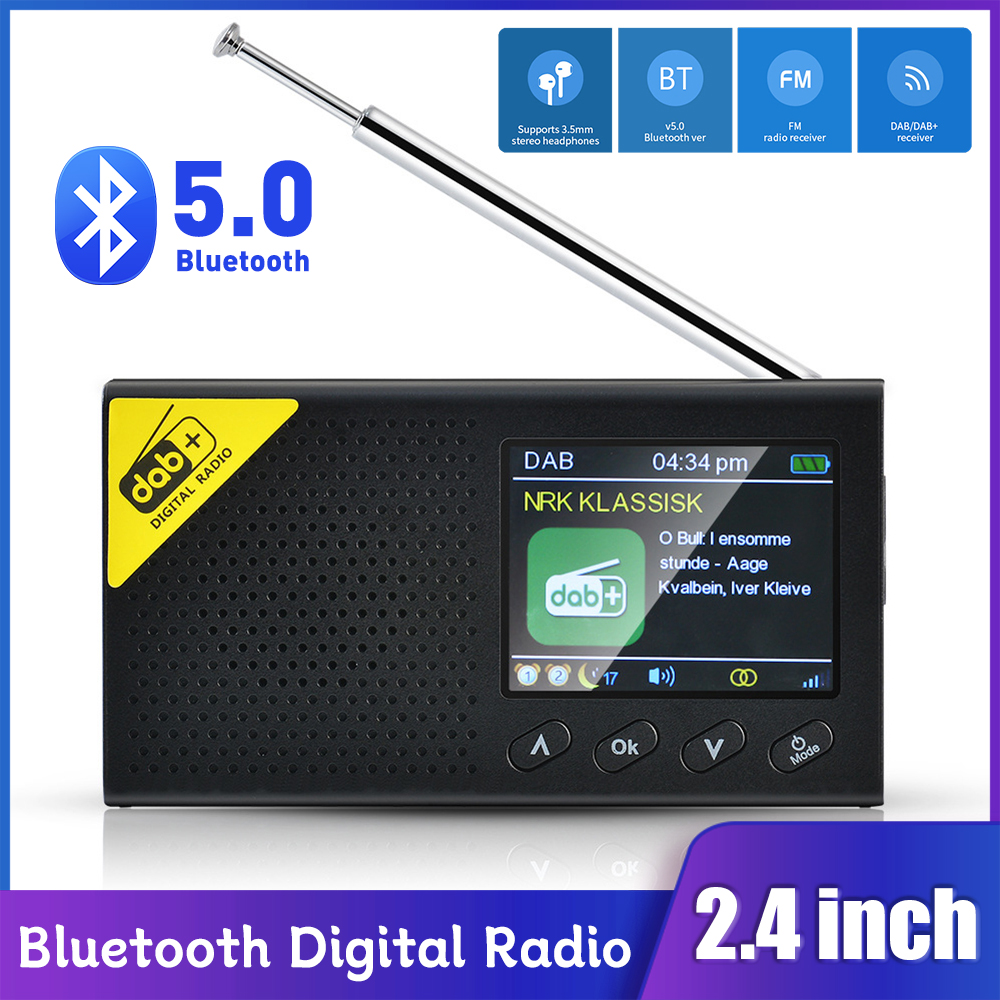 Bärbar digitalradio med bluetooth-funktion, 5.0 spelare, dab/fm-mottagare, uppladdningsbar lättviktsradio för hemmabruk