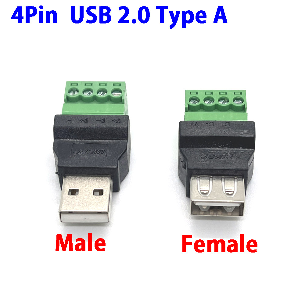 Terminal de giro macho hembra tipo USB 2,0 de 4 pines, Terminal de giro USB para evitar enchufes de soldadura, conector de cabeza macho y hembra, 1 Uds.