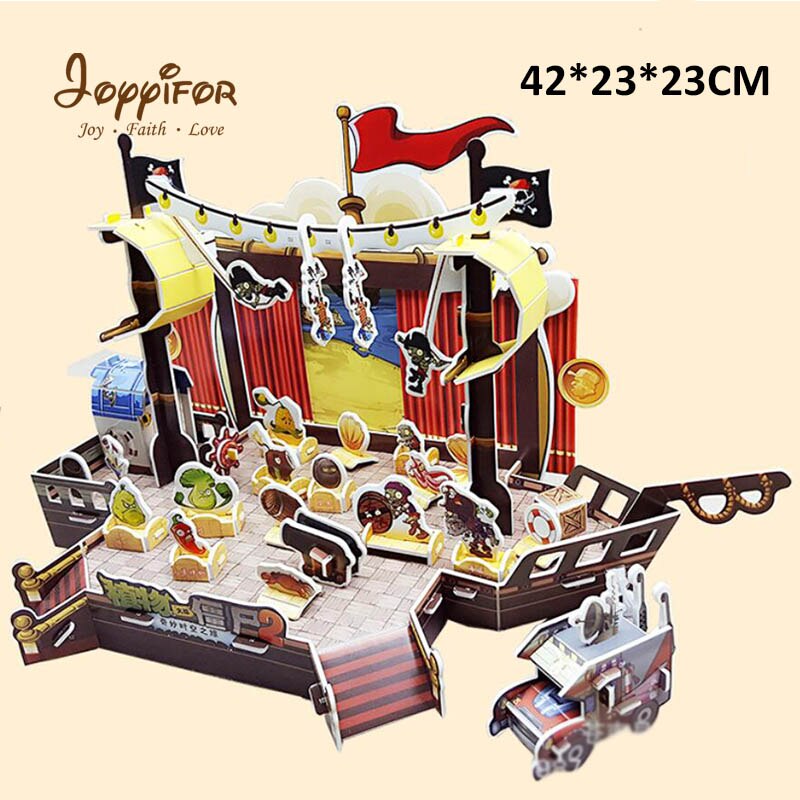 3D model pirate ship kung fu world Puzzles Education Toy Model Building Wooden Children's toy: White