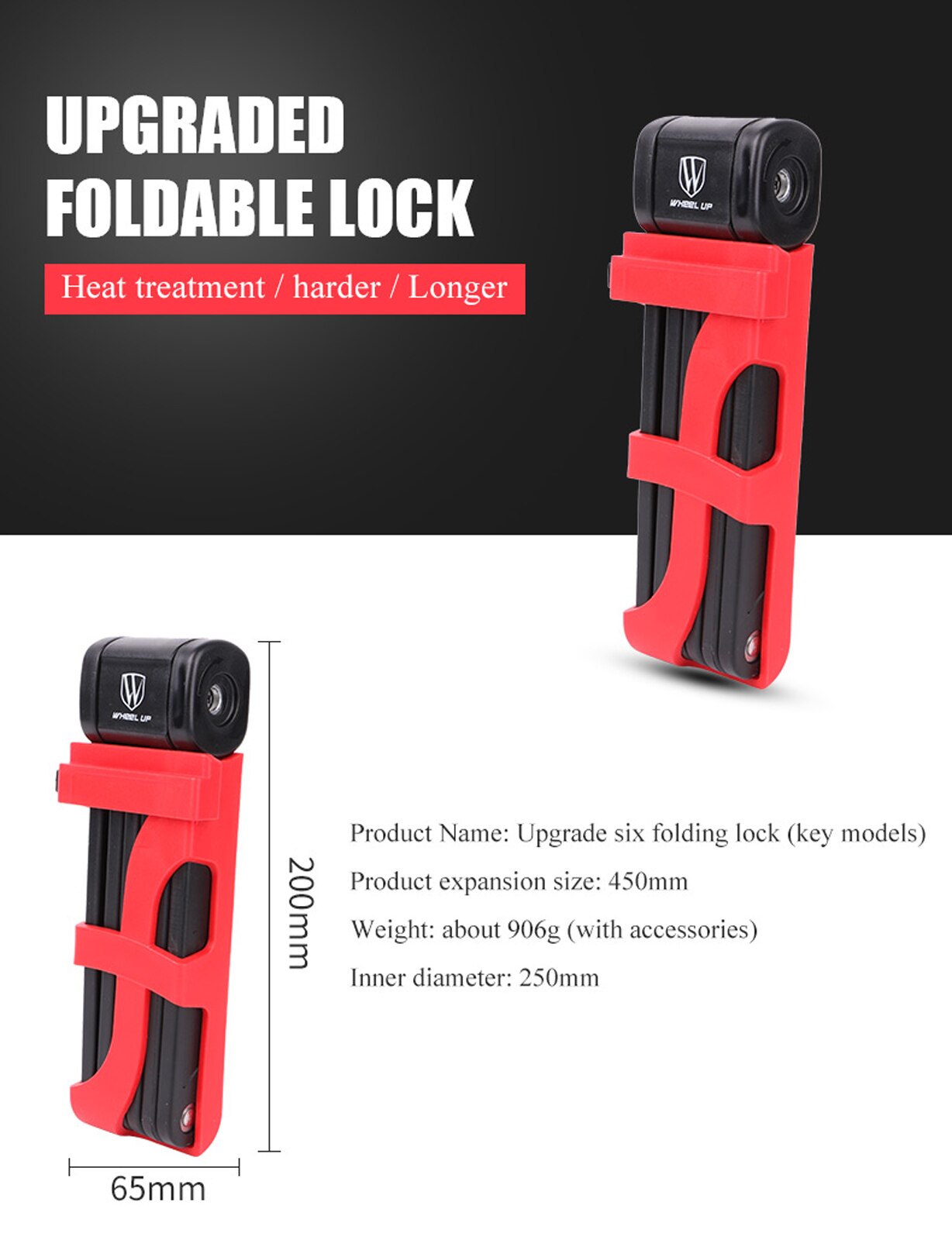 Six-Section Folding Bicycle Lock with Key Spring Clasp Anti-Theft Outdoors Riding Safe Tool