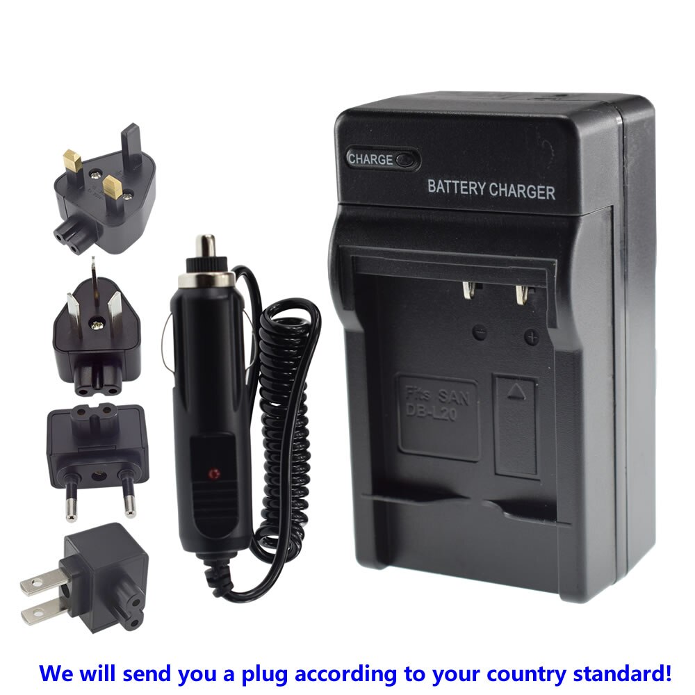 2x DB-L20 Battery + AC Wall Charger + Car Plug Sanyo VPC-CA65 CA8 CA9 CG6 CG65