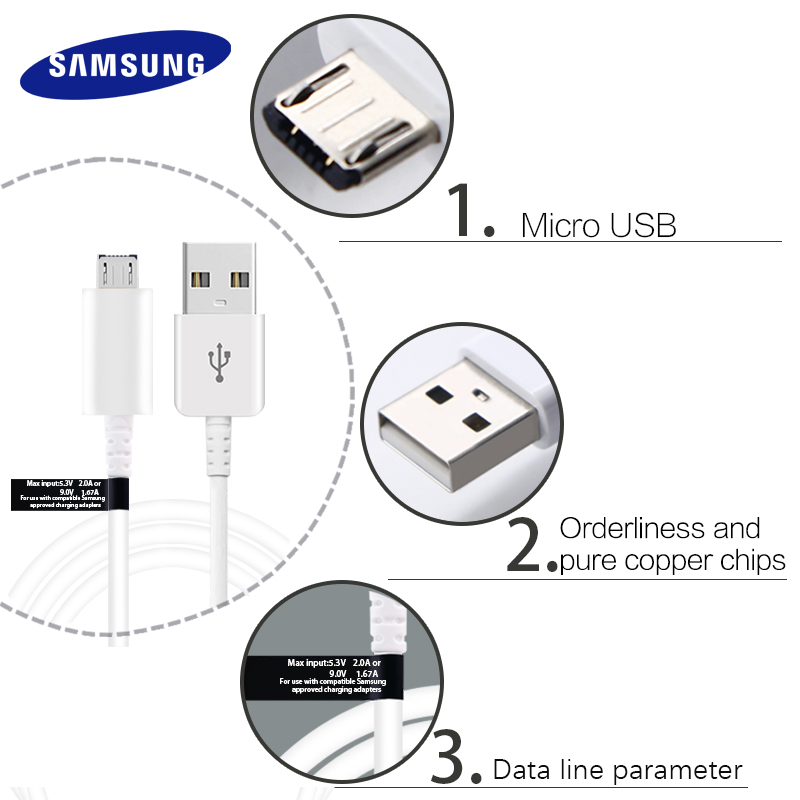 Cargador Samsung adaptador de pared de viaje 5V 2A Cable Micro USB de carga para Samsung Galaxy S7 S6 Edge J3 J5 J7 Note 4 5 A3 A5 A7