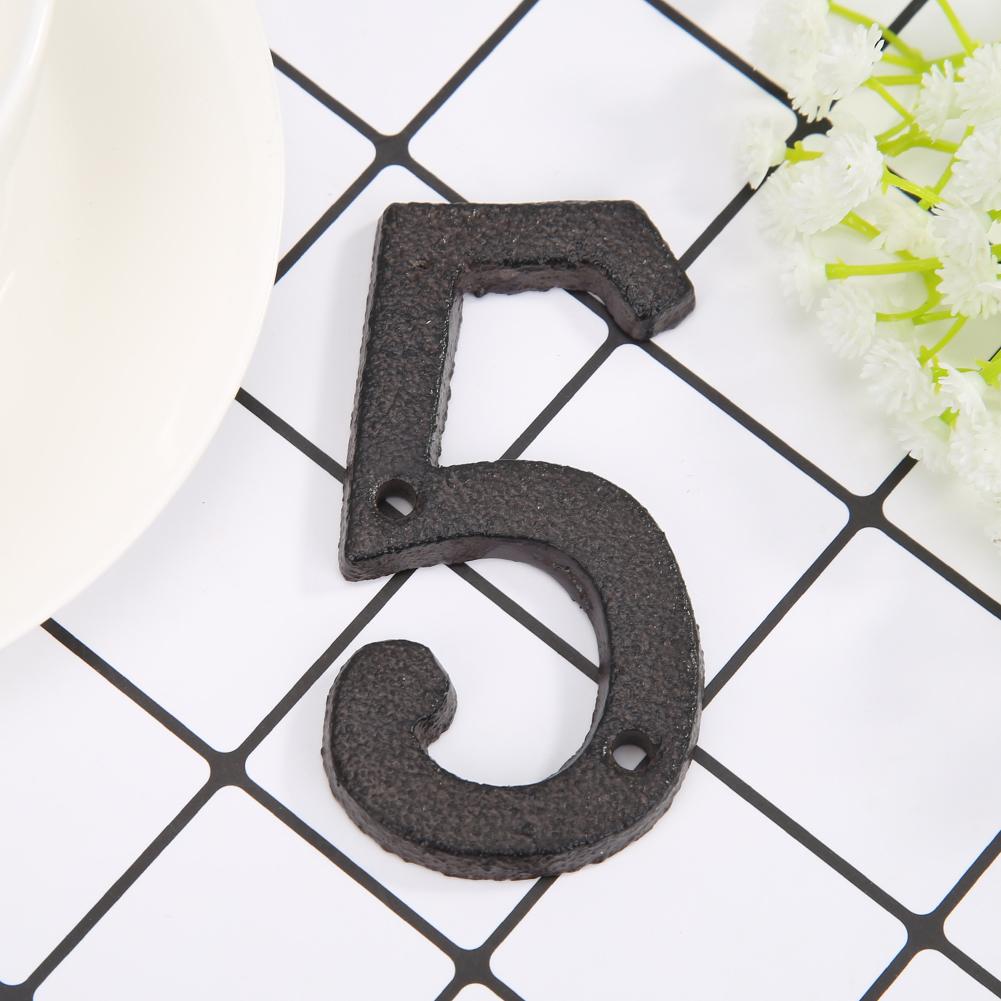 Retro 3D Metal Digital Arabic Numbers Cast Iron House Sign Door Plate DIY Cafe Wall Courtyard Decor Door Numbers Sign