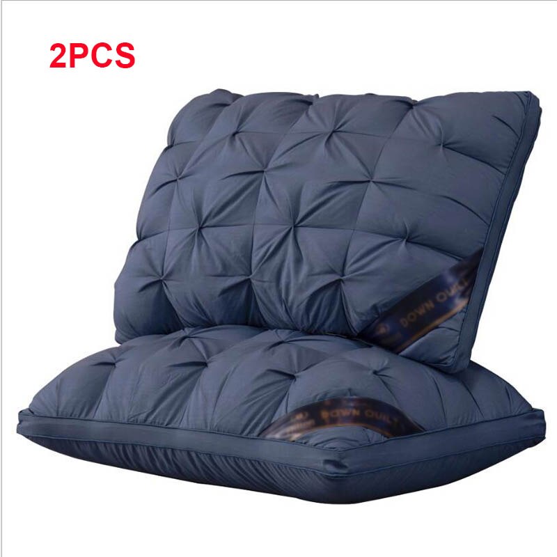 Luksus 3d stil rektangel grå rosa mørkegrønn gås/andedun fjær sengetøy puter dunsikre høy mellom lav pute: 2 stk mørkeblå / 48 x 74cm 850g