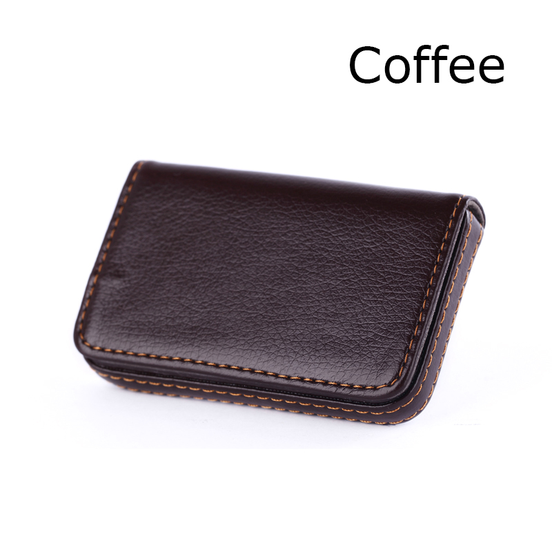 BONAMIE Large Capacity Unisex Business Card Case ID Pouch Women Pu Leather Card Box Man Credit Card Holder Black Brown: Coffee