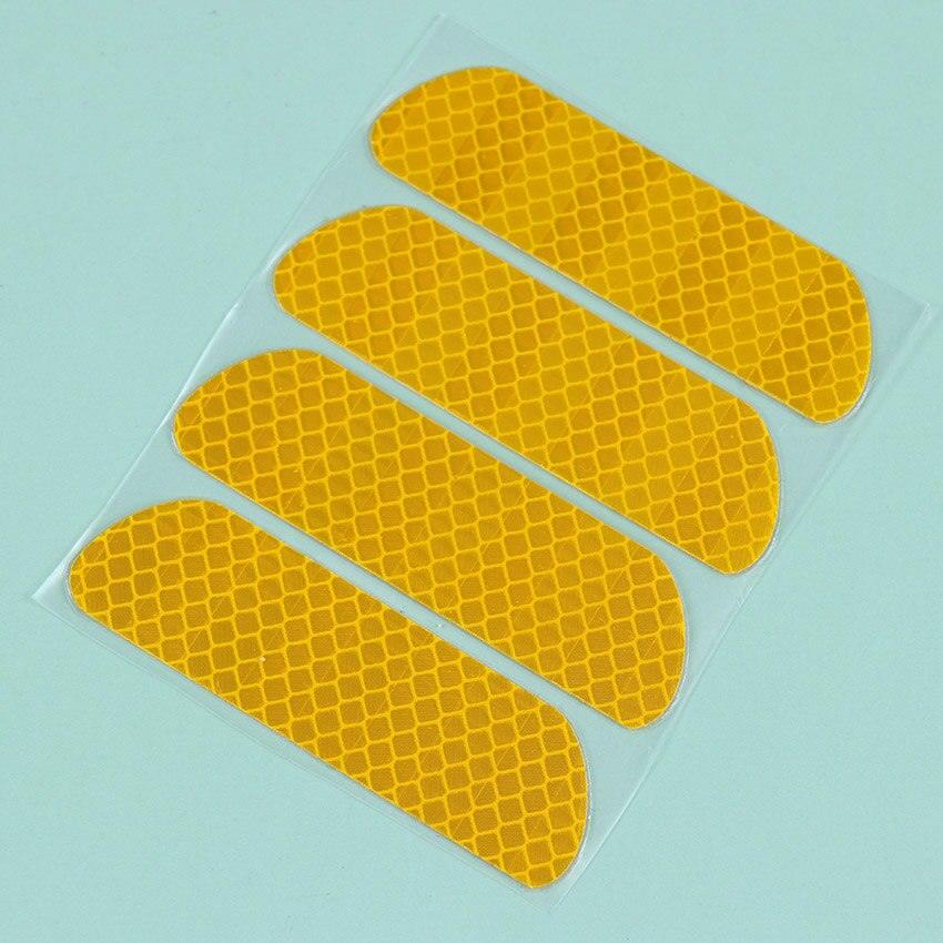 Autocollants réfléchissants de voiture, 4 pièces, étiquette pour porte de voiture, pour sourcils, de sécurité, bande réfléchissante, avertissement: YELLOW