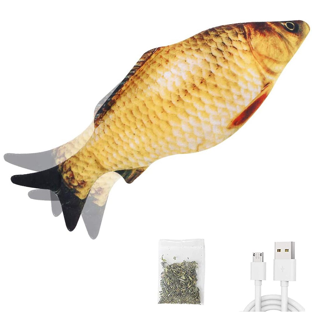 Floppy fish kattleksak rörlig fiskleksak för katter interaktiv floppande katt kicker fisk leksak dans vicka fisk kattmynta leksaker: Crucian karp