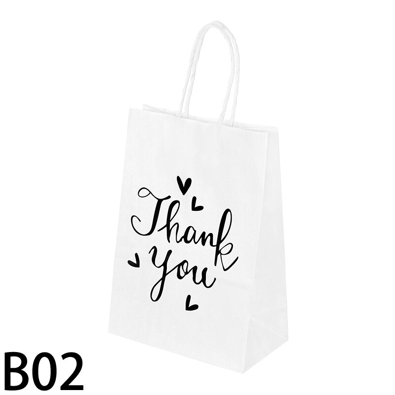 10Pcs 21*8*15Cm Wit Dank U Bag Verpakking Zak Hoge Materiaal Draagbare papieren Zak Bruiloft Decor Supplies: B02-10pcs