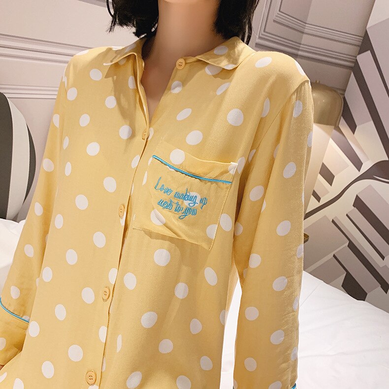 20 jaar lente dames bedrukt nachthemd lange mouw vest thuis dagelijks dragen rode pyjama roze nachtkleding voor vrouwen