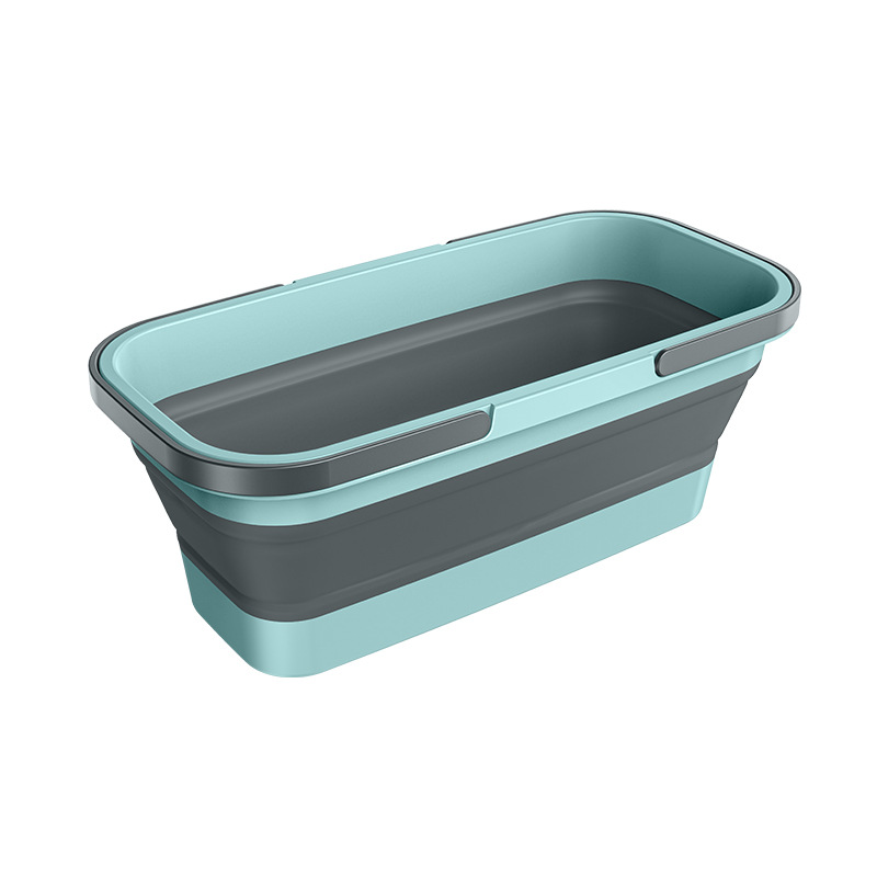 Huishoudelijke Rechthoekige Draagbare Vouwen Mop Emmer Vouwen Opslag Grote Capaciteit Plastic Emmer Wasgoed Wastafel: Blauw