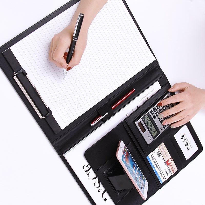 A4 PU Leather Folder Padfolio job executive Multi-function Office Organizer Planner Notebook School Office Folder for Documents