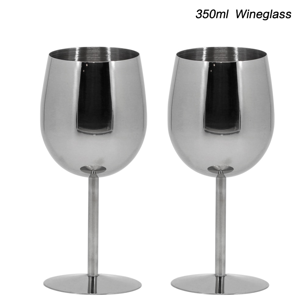 Copas de vino de acero inoxidable 18/8, copa de vino de Metal para Bar, champán, cóctel, beber, suministros de , 2 uds.
