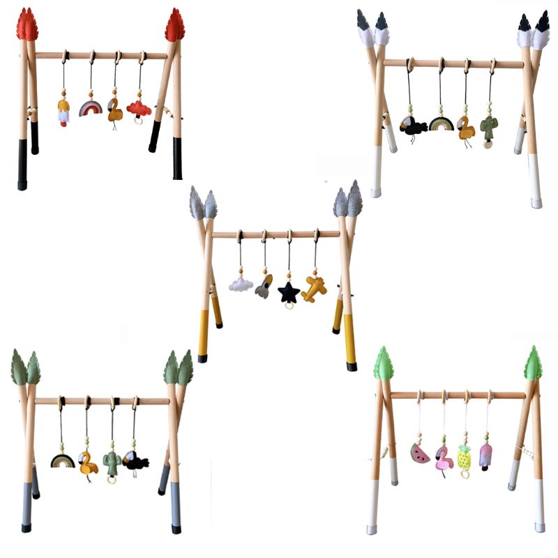 Baby Gym Spelen Kwekerij Zintuiglijke Ring-Pull Speelgoed Houten Frame Baby Kamer Peuter Kledingrek Kinderkamer Decor