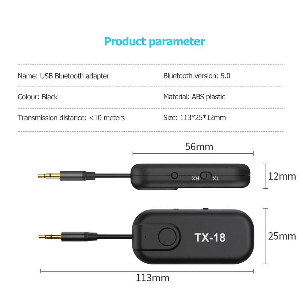 Mini TV PC Kit Wireless Adapters 2 in 1 Bluetooth 5.0 Adapter Dongle Transmitter Receiver for Car TV Speaker