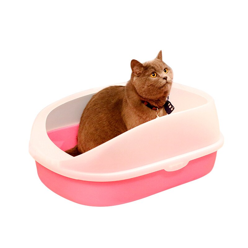 Kattentoilet voor huisdieren, halfopen, hoge omheining, afneembare kattenbak, kattentoilet, hondenbak, schoonmaakschep, plastic zandbak, benodigdheden