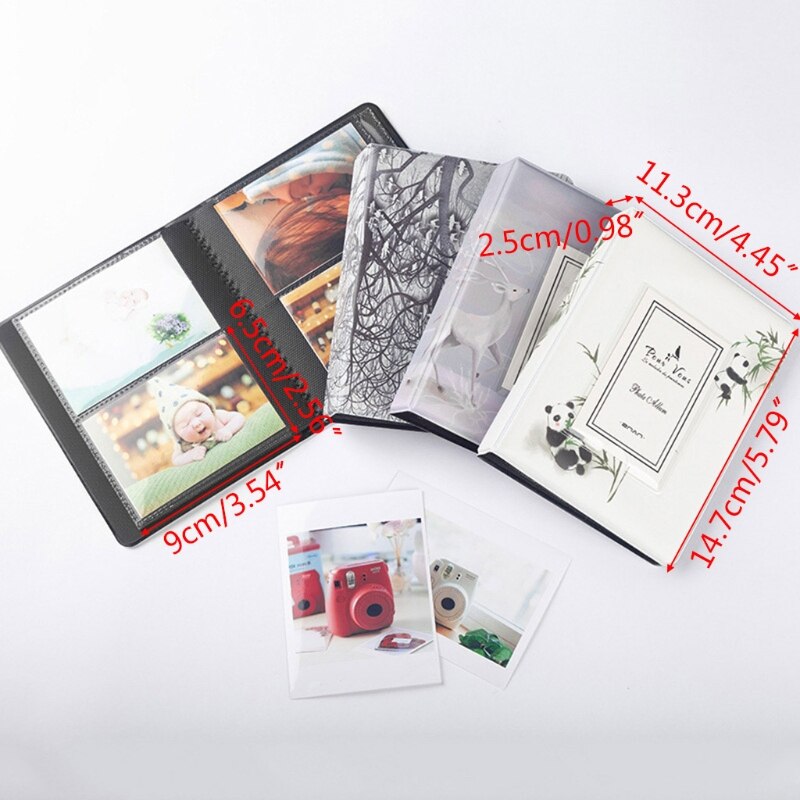 Album Photo Portable en PVC, 64 pochettes, mignon arbre Panda, étui interstitiel pour carte de nom, Mini Scrapbooking, rangement, au détail