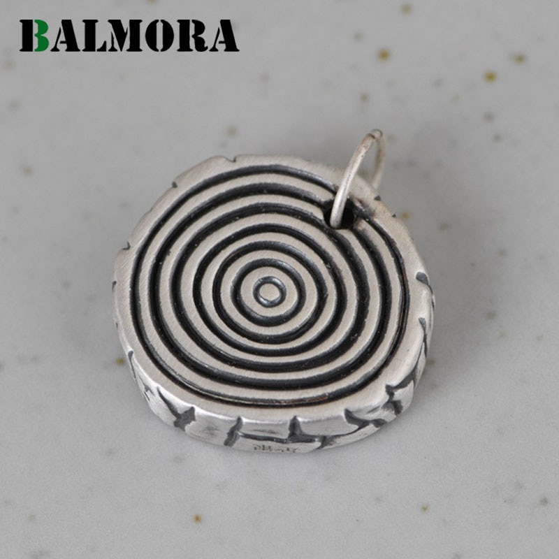 Balmora 100% 990 Sterling Zilveren Hanger Voor Vrouwen Mannen Ronde Boom Ring Hanger Vintage Thai Zilveren Sieraden Zonder Ketting