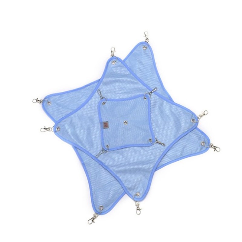 Hamaca para mascotas, malla transpirable, jaula para roedores y hámster, hamaca para ratas, accesorios para conejillos de indias, columpio para animales pequeños, juguetes, cama colgante: L / Azul