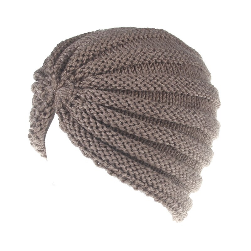 Mujer de sombero gorro sombrero India sombrero señoras pelo accesorios invierno Crochet turbante mujer envolturas cabeza sombrero de invierno: Caqui