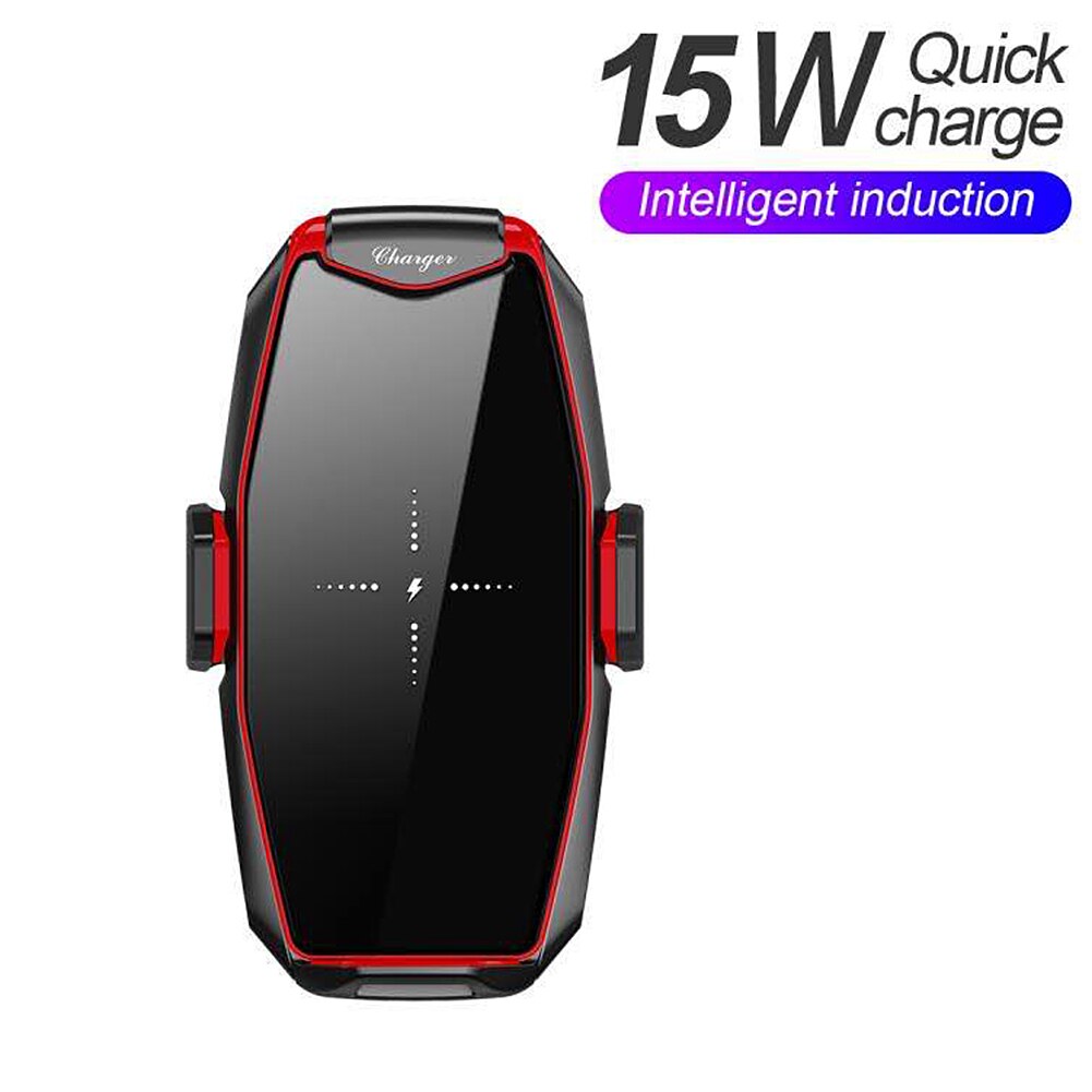 15w universele auto draadloze oplader telefoonhouder snellader 360 graden rotatie oplaadbeugel voor smartphones: C rood