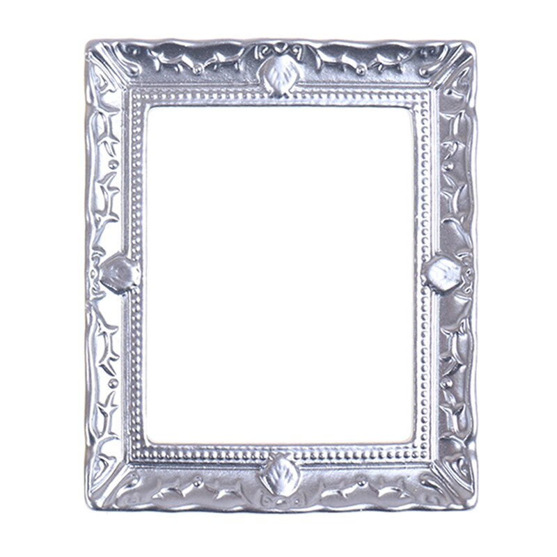1/12 Doll House Miniature Resin Photo Frame Simulation Furniture Model Toy 7.3cmx6.0cm: Silver