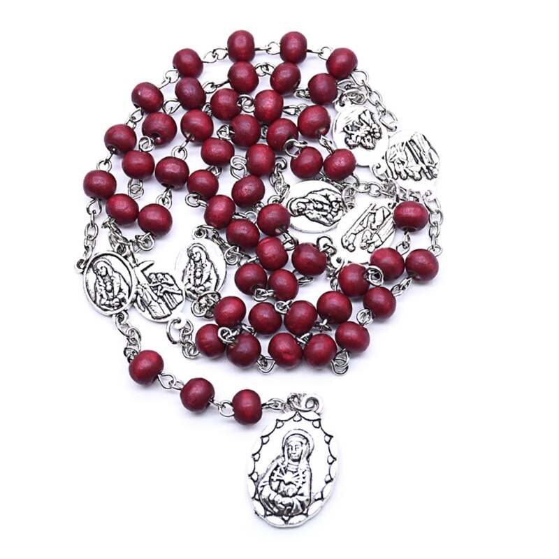 Rosenkranz Halskette Katholischen Jungfrau Maria Anhänger Halsketten Korn Lange Kette Männer Frauen Christian Schmuck
