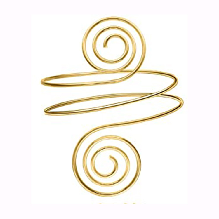 Simple Boho Coil Upper Arm Band Cuff Armlets for Women Girls Arm Bangle Adjustable: Light Yellow Gold Color