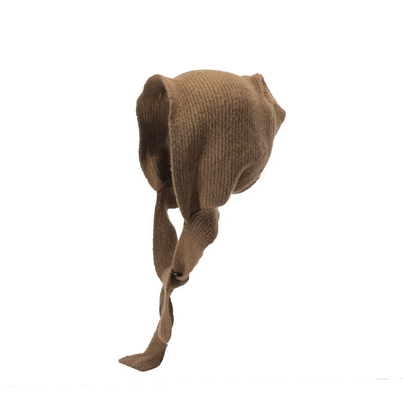 Herfst en winter dames gebreide wolf oma wol wol zacht warm casual kleine rode muts oorbescherming muts: Khaki