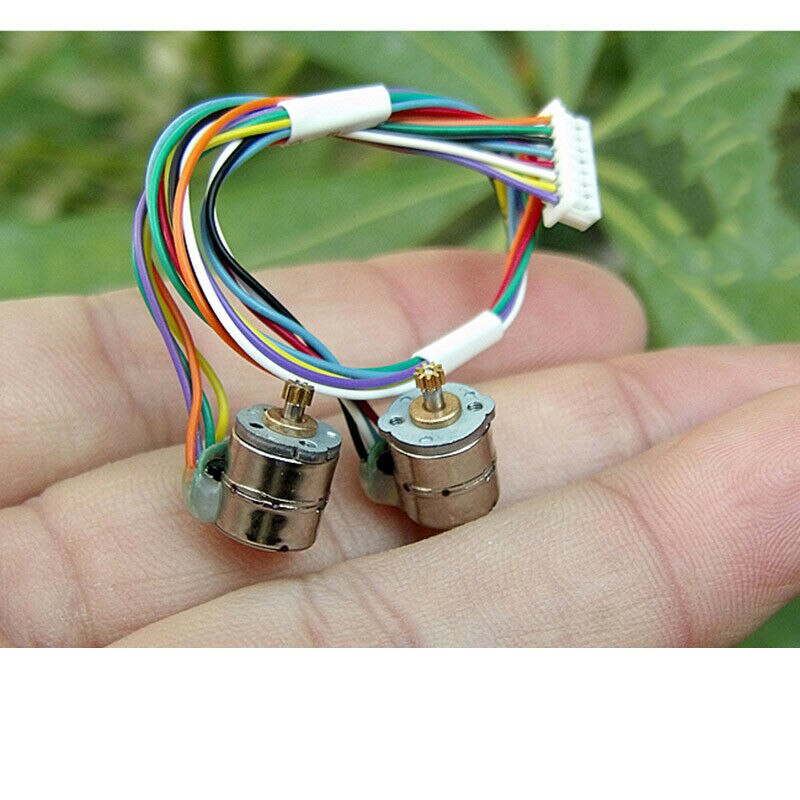2PCS/Set Micro Mini Stepper Motor 8MM 2 Phase 4 Wire Line Stepping Motor with Small Copper Gear and Connecting Camera Parts